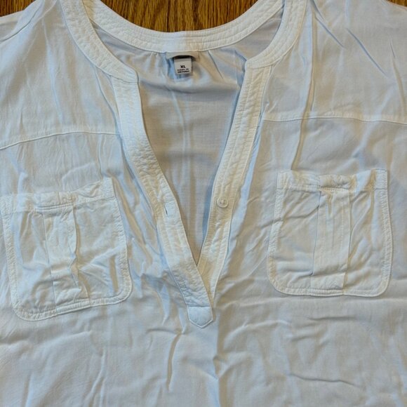 Merona Womens White Short Sleeve Blouse XL - Picture 3 of 5